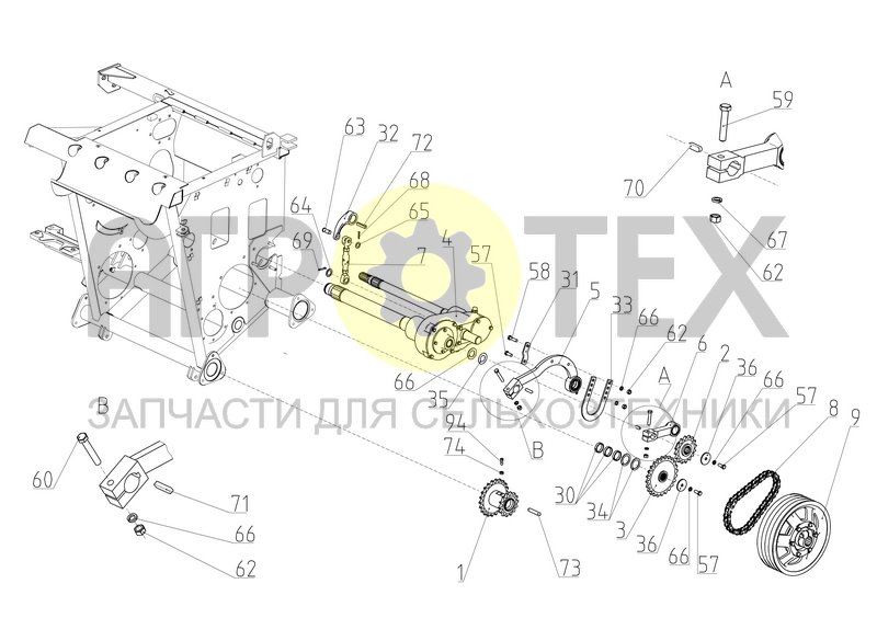 Приводы питающего аппарата (левая сторона) (100.03.03.000Ф) (№32 на схеме)